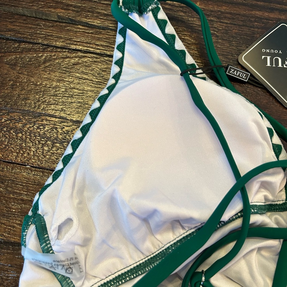 Green Tankini Swimsuit, V Neck Push Up Top, High Waisted Bottom - Picture 15 of 15